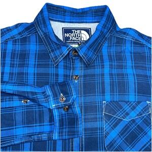 The North Face Blue Plaid Casual Button Down Shirt